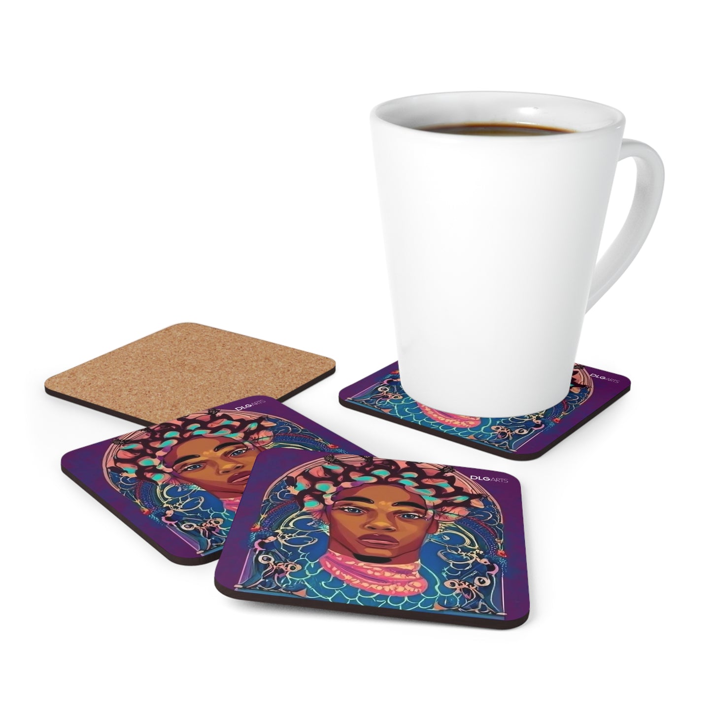 Black Nouveau Man v3 -Designer Coaster Set