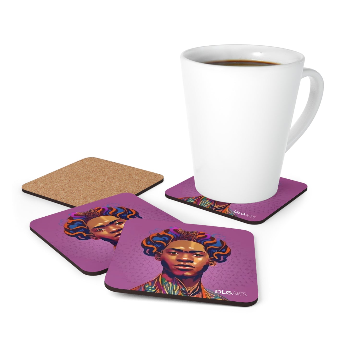 Black Nouveau Man -Designer Coaster Set