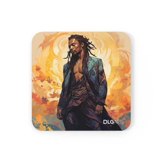Black Nouveau Man v7 -Designer Coaster Set