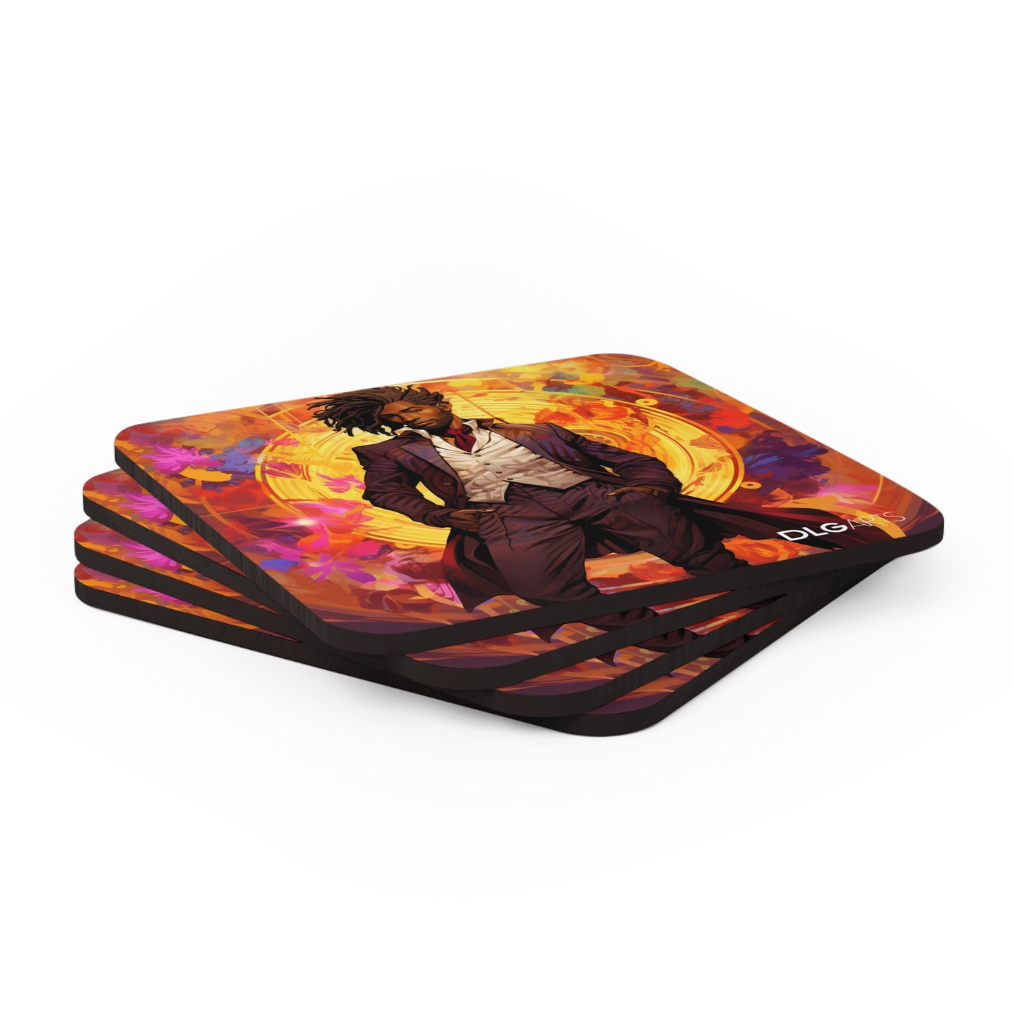 Black Nouveau Man v9 -Designer Coaster Set