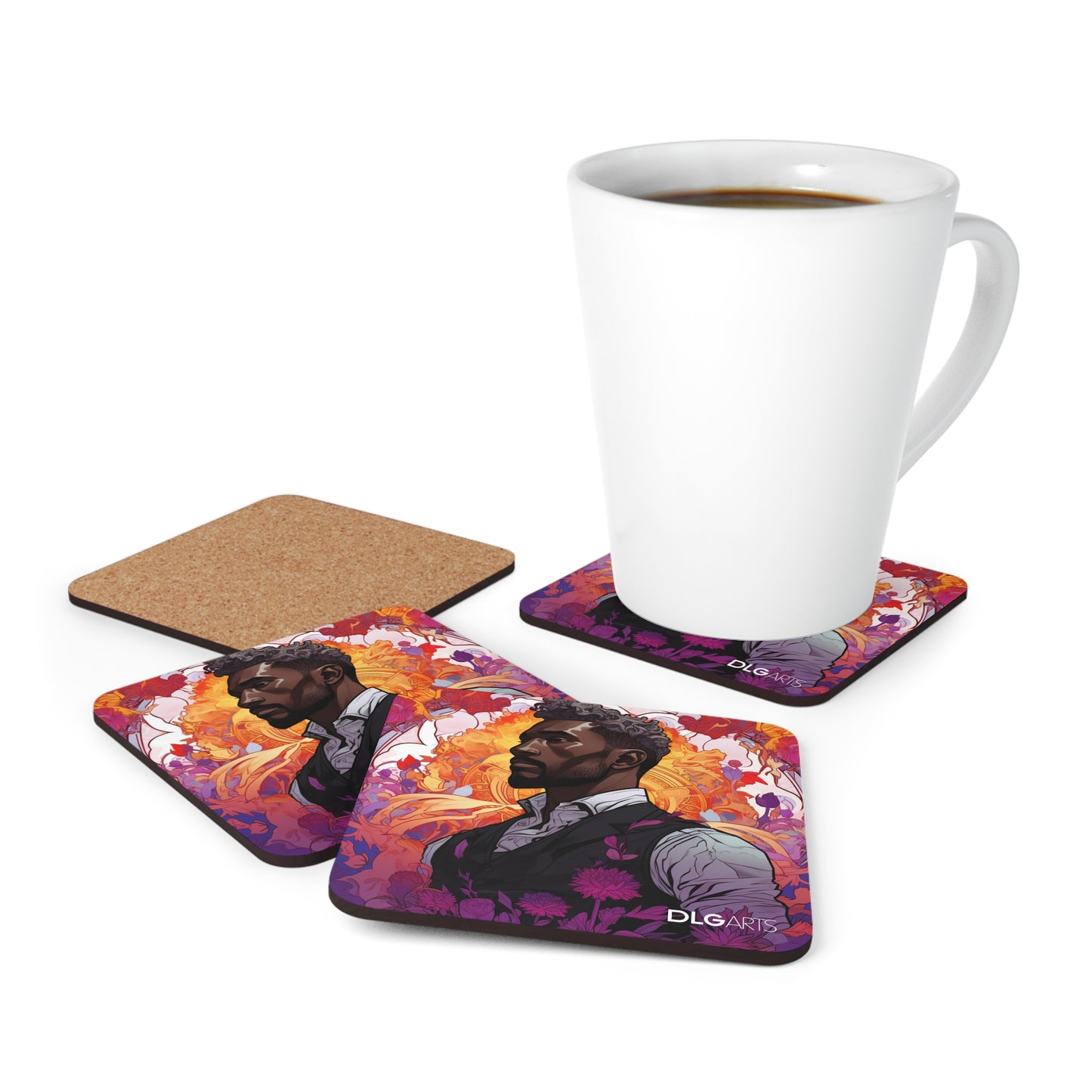Mr. Devon -Black Nouveau Coaster Set