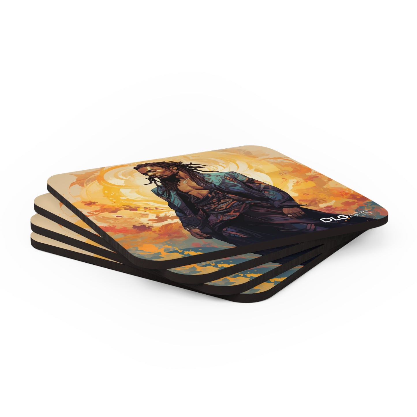 Black Nouveau Man v7 -Designer Coaster Set