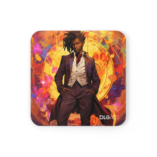 Black Nouveau Man v9 -Designer Coaster Set