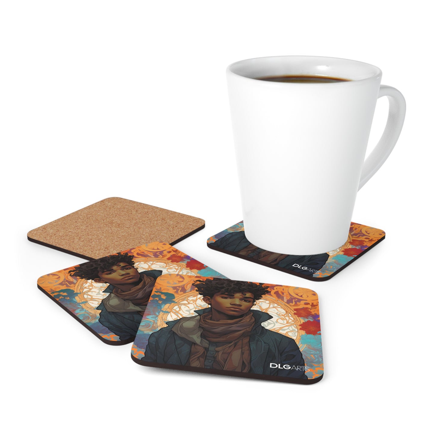 Tendai -Black Nouveau Coaster Set