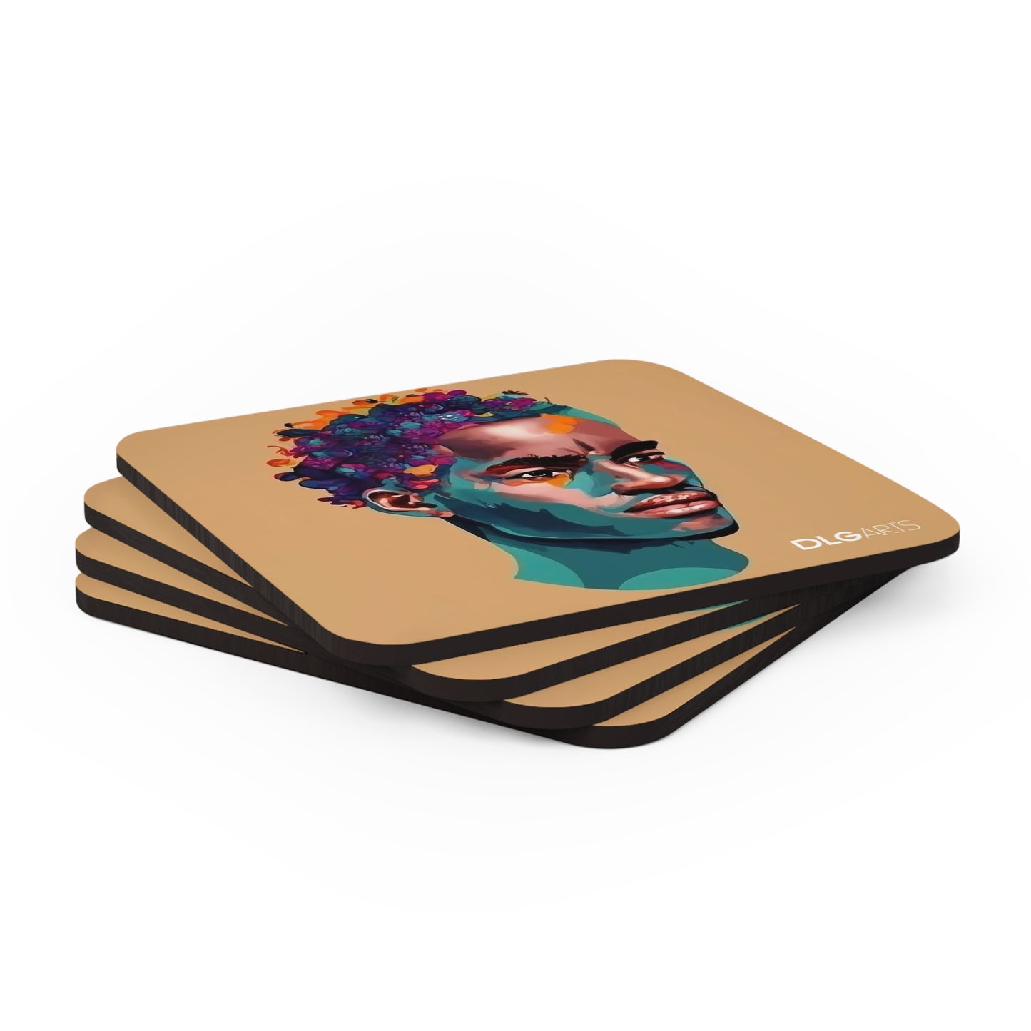 Black Nouveau Man v2 -Designer Coaster Set