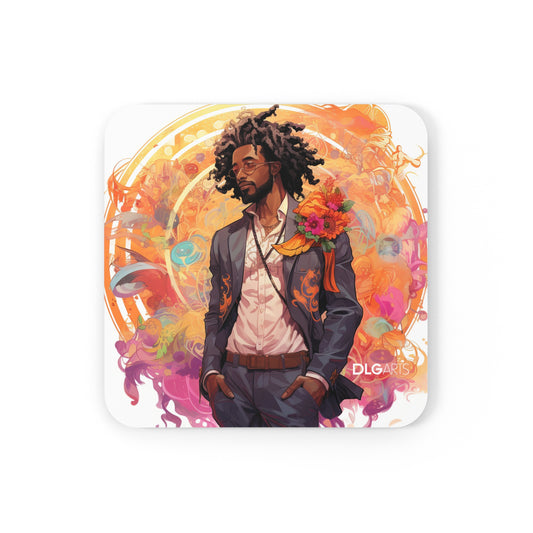 Black Nouveau Man v11 -Designer Coaster Set