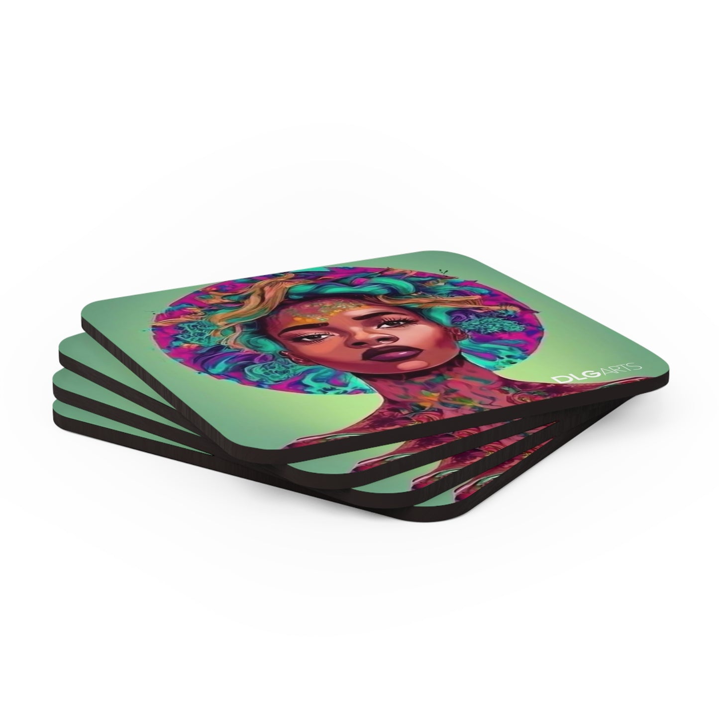 Black Nouveau Woman -Designer Coaster Set