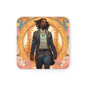 Black Nouveau Man v12 -Designer Coaster Set
