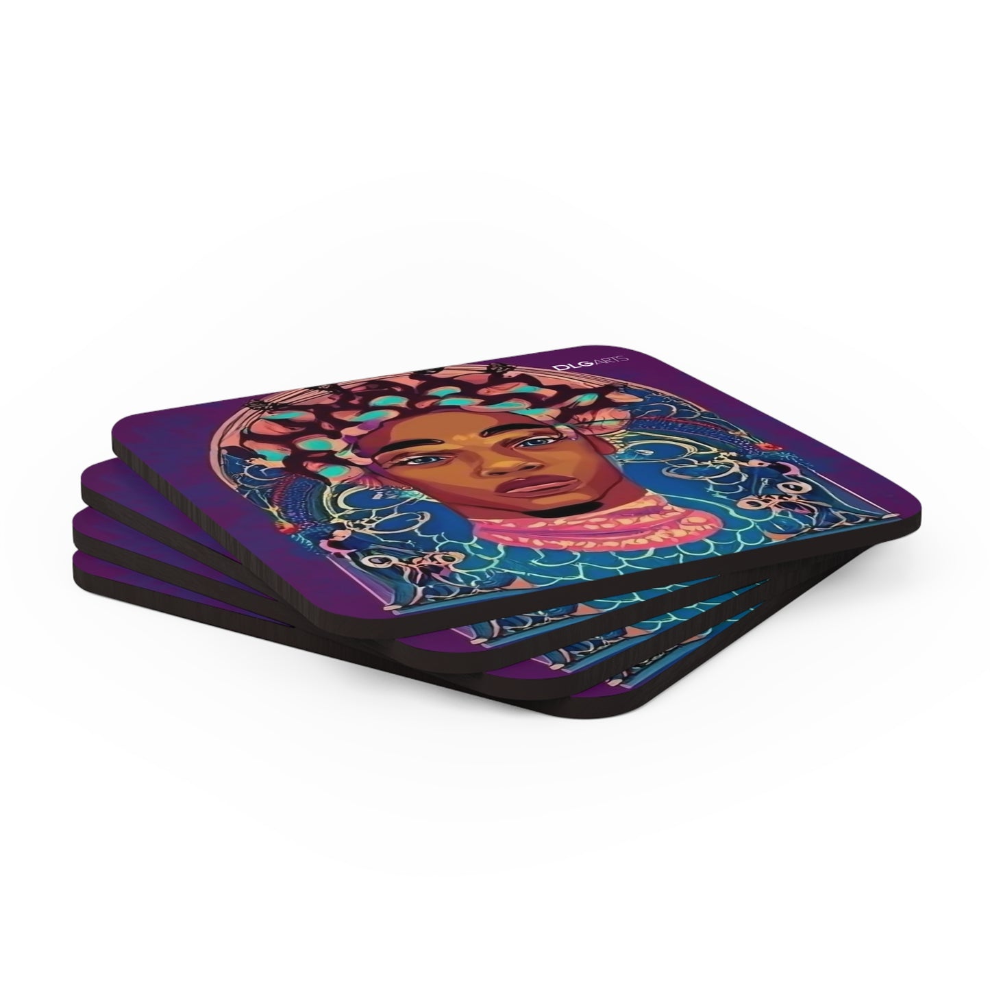 Black Nouveau Man v3 -Designer Coaster Set