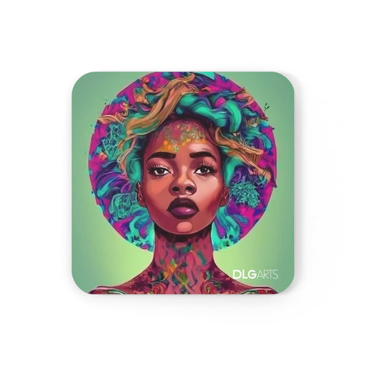 Black Nouveau Woman -Designer Coaster Set